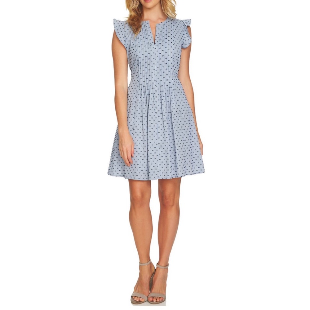 Cece Pintuck Flutter Sleeve Dress